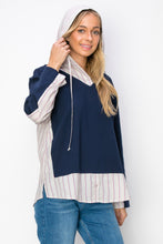 Load image into Gallery viewer, Rickie Pointe Knit Top with Stripe Hoodie