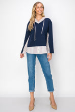 Load image into Gallery viewer, Rickie Pointe Knit Top with Stripe Hoodie