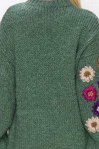 Savita Knitted Crochet Flower Sweater