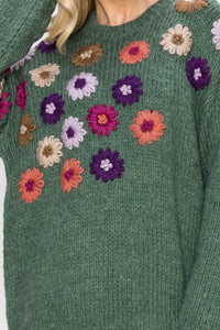 Savita Knitted Crochet Flower Sweater