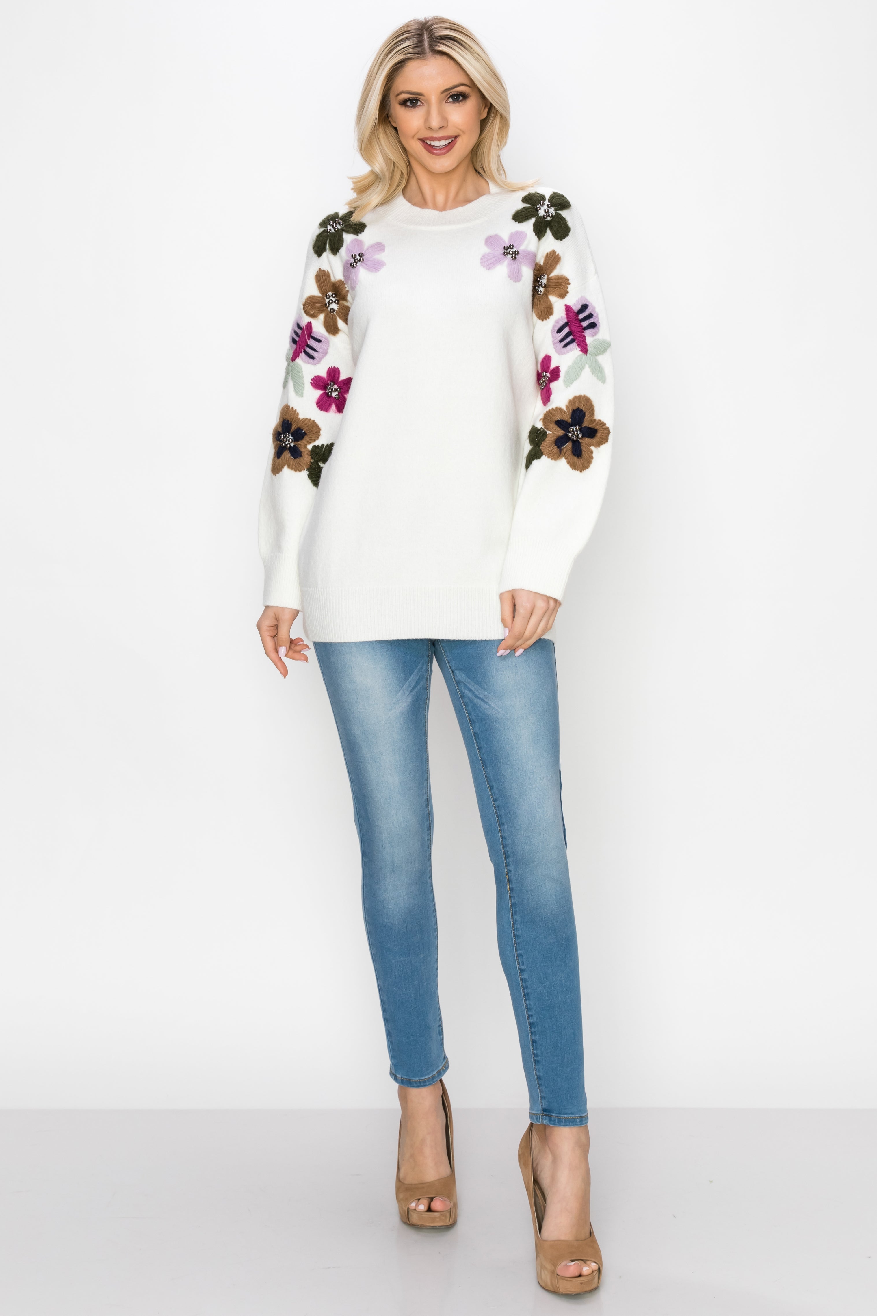 Scout Knitted Crochet Flower Sweater