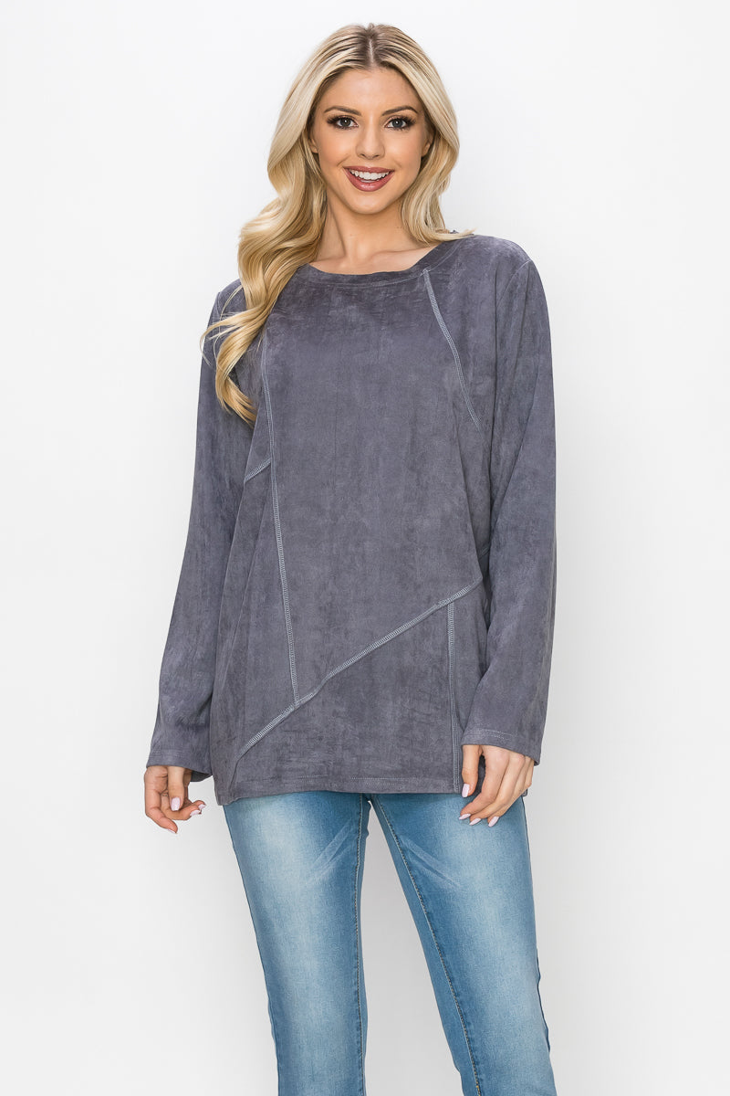 Aldis Stretch Suede Stitched Top