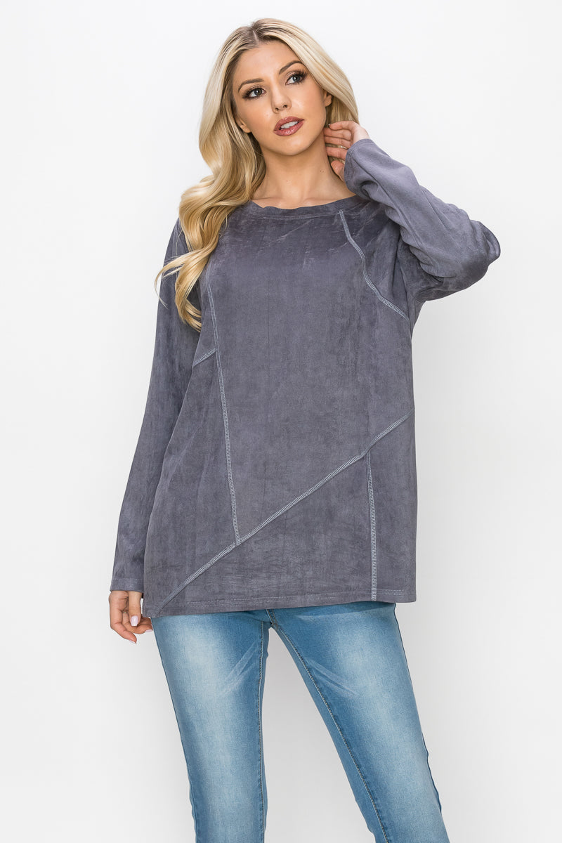 Aldis Stretch Suede Stitched Top
