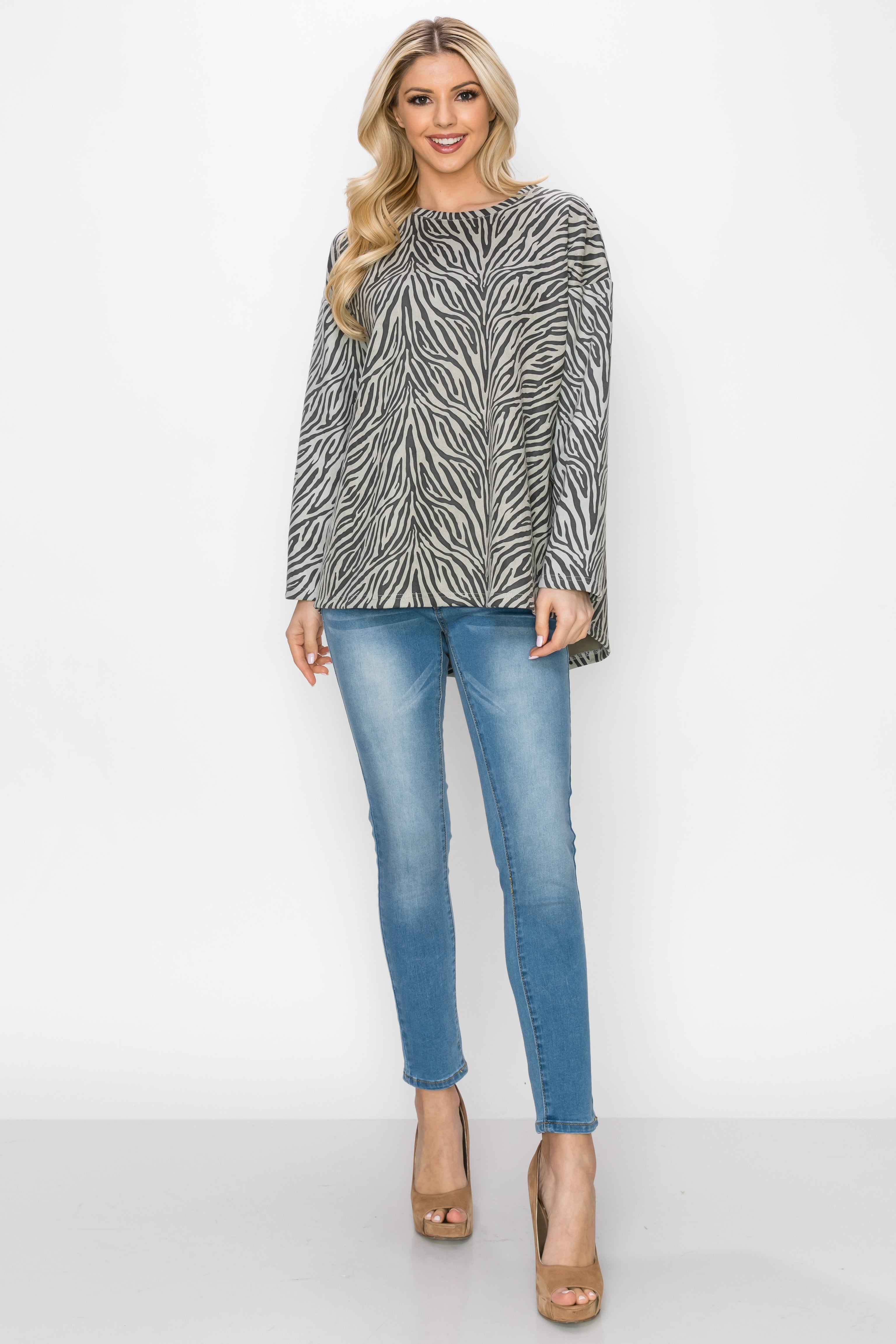 Alcee Stretch Suede Zebra Top