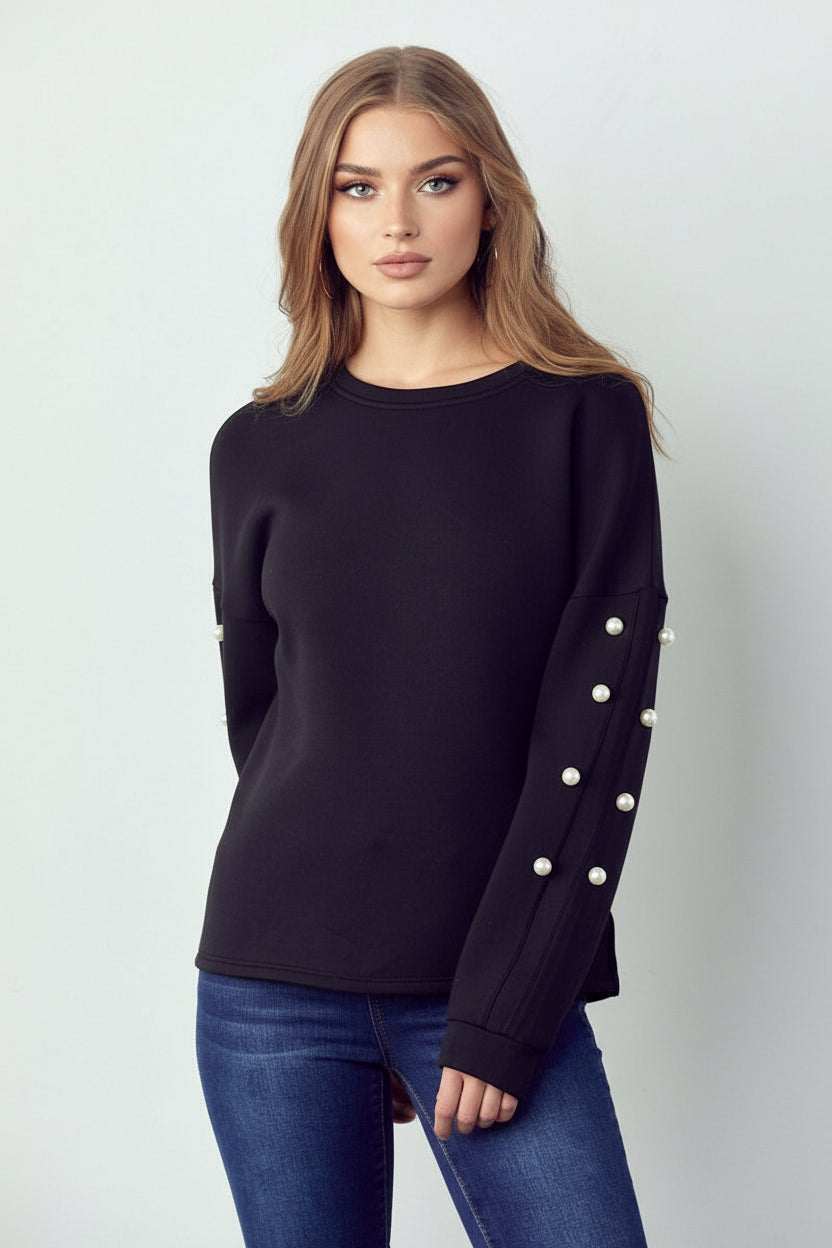 Katri Stretch French Scuba Pearl Top