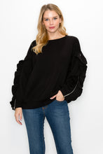 Load image into Gallery viewer, Ferra French Scuba Top with Ruffled Zipper Sleeves