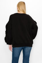 Load image into Gallery viewer, Ferra French Scuba Top with Ruffled Zipper Sleeves