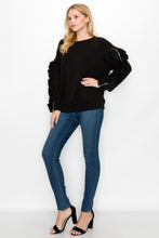 Load image into Gallery viewer, Ferra French Scuba Top with Ruffled Zipper Sleeves