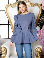 Load image into Gallery viewer, Reya Pointe Knit Ruffled Top