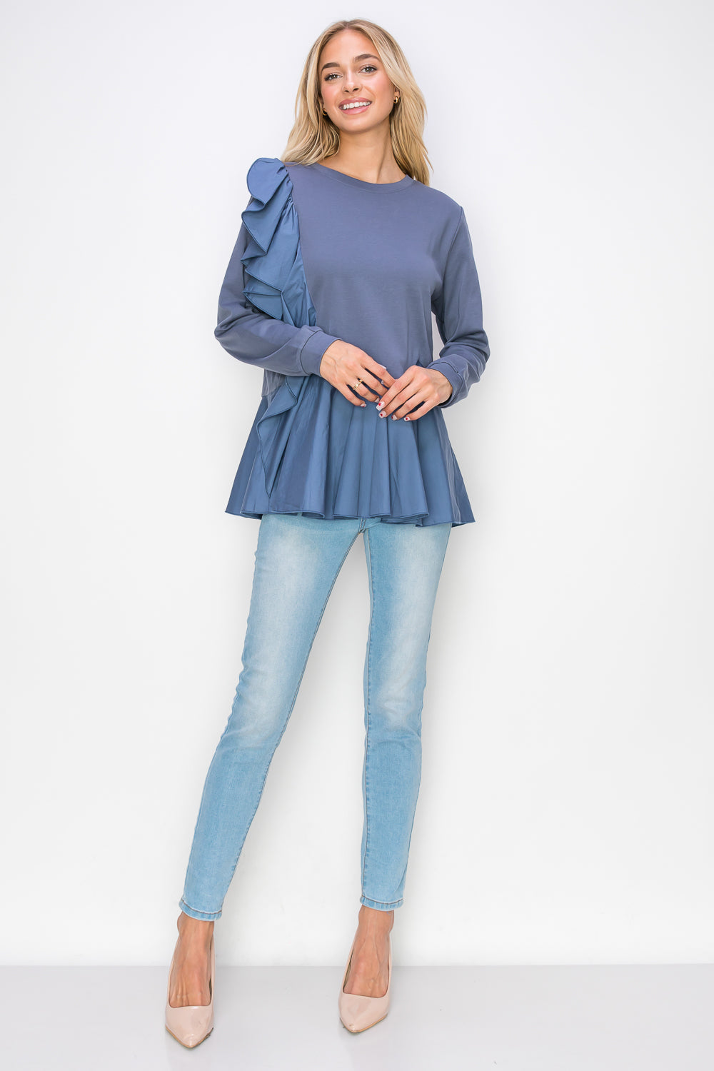 Reya Pointe Knit Ruffled Top