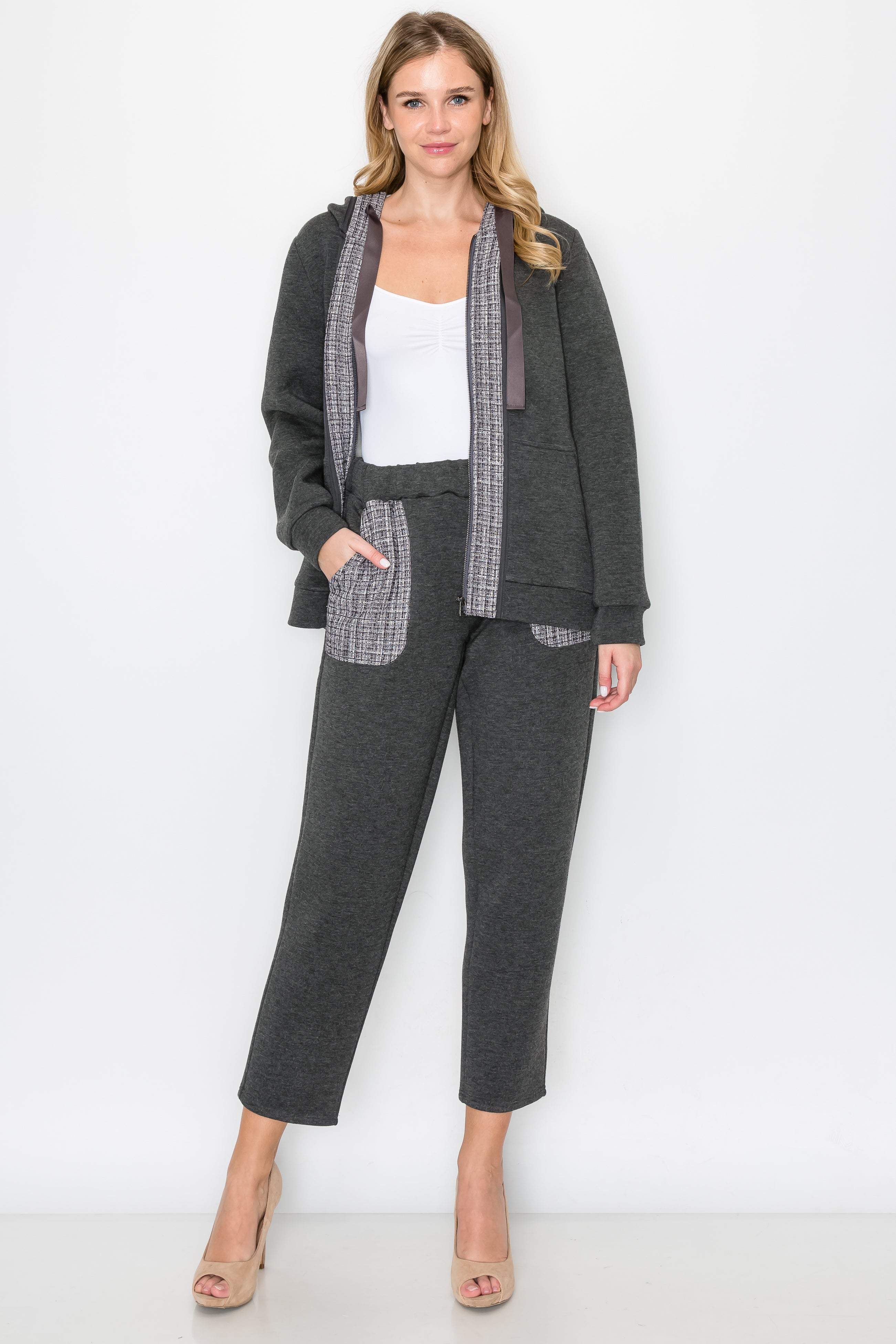 Ferne French Scuba Pant with Tweed