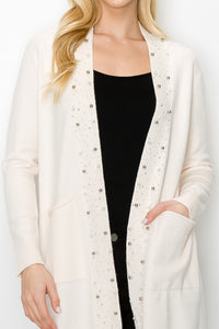 Serra Knitted Sweater Cardigan with Pearls & Sparkles