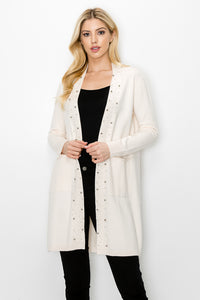 Serra Knitted Sweater Cardigan with Pearls & Sparkles