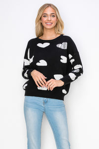 Senja Knitted Sweater with Sequin Hearts