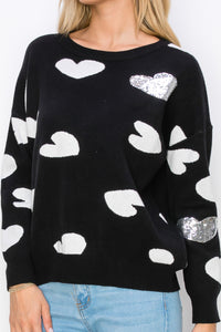 Senja Knitted Sweater with Sequin Hearts