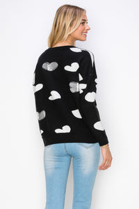 Senja Knitted Sweater with Sequin Hearts