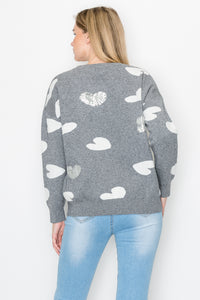 Senja Knitted Sweater with Sequin Hearts