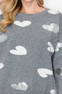 Senja Knitted Sweater with Sequin Hearts