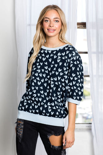 Syeda Knitted Sweater with Hearts