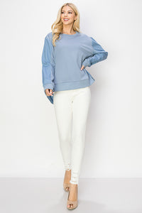 Rheta Top with Pointe Knit & Cotton Poplin