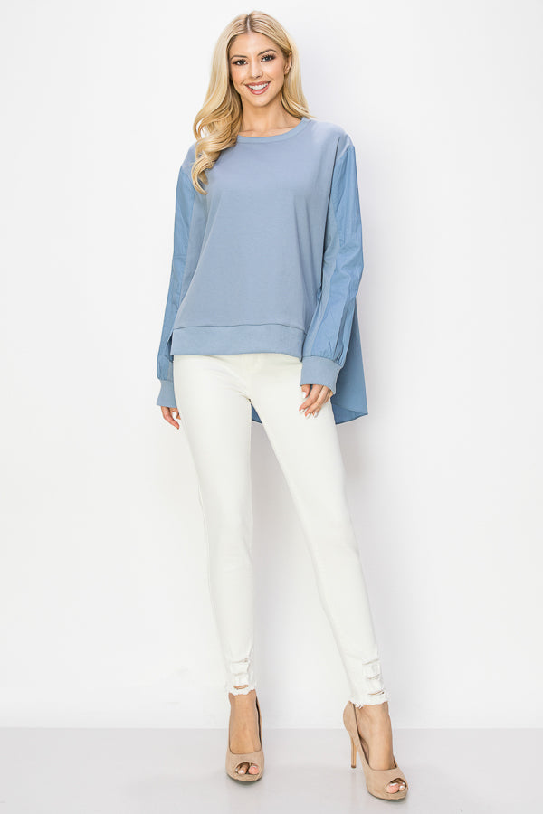 Rheta Top with Pointe Knit & Cotton Poplin