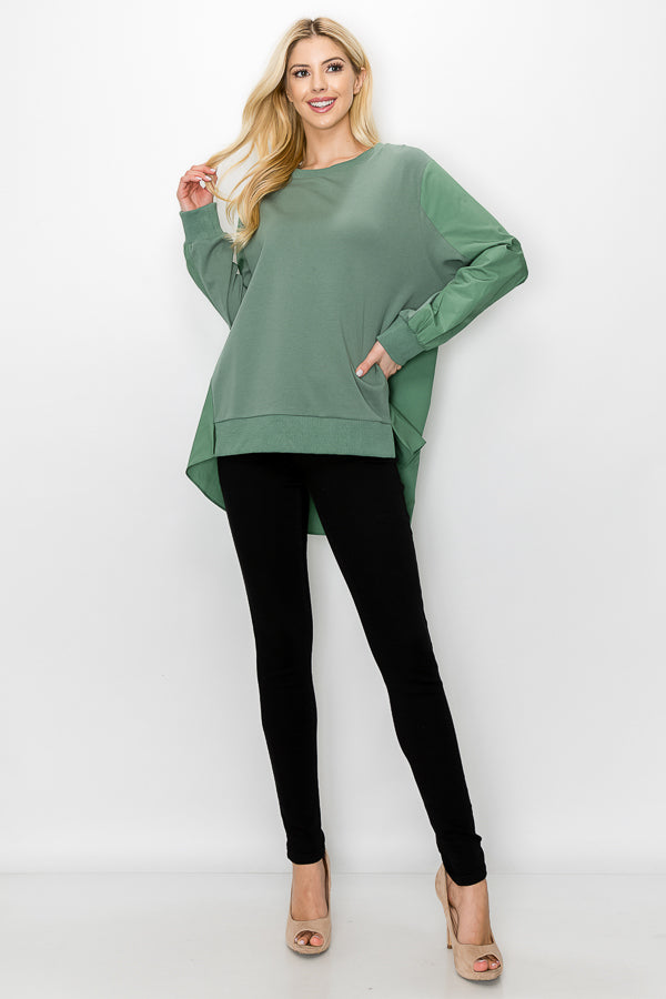 Rheta Top with Pointe Knit & Cotton Poplin