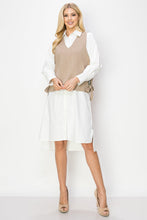 Load image into Gallery viewer, Whema Woven Shirt Dress with Detachable Sweater Knitted Vest