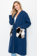 Load image into Gallery viewer, Stella Knitted Sweater Coat with Faux Fur Pockets