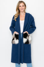 Load image into Gallery viewer, Stella Knitted Sweater Coat with Faux Fur Pockets