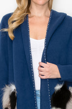 Load image into Gallery viewer, Stella Knitted Sweater Coat with Faux Fur Pockets