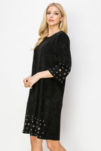 Load image into Gallery viewer, Aileene Stretch Suede Dress with Grommets