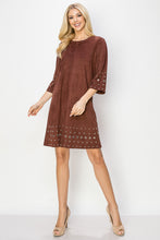 Load image into Gallery viewer, Aileene Stretch Suede Dress with Grommets