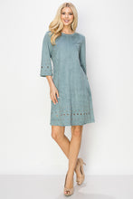 Load image into Gallery viewer, Aileene Stretch Suede Dress with Grommets