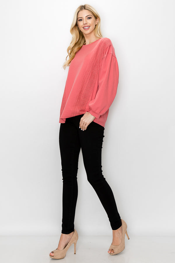 Rosanne Pointe Knit Top with Lace