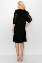 Load image into Gallery viewer, Angie Suede Dress with Crochet Lace Sleeves