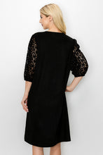 Load image into Gallery viewer, Angie Suede Dress with Crochet Lace Sleeves