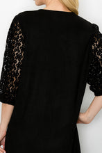 Load image into Gallery viewer, Angie Suede Dress with Crochet Lace Sleeves
