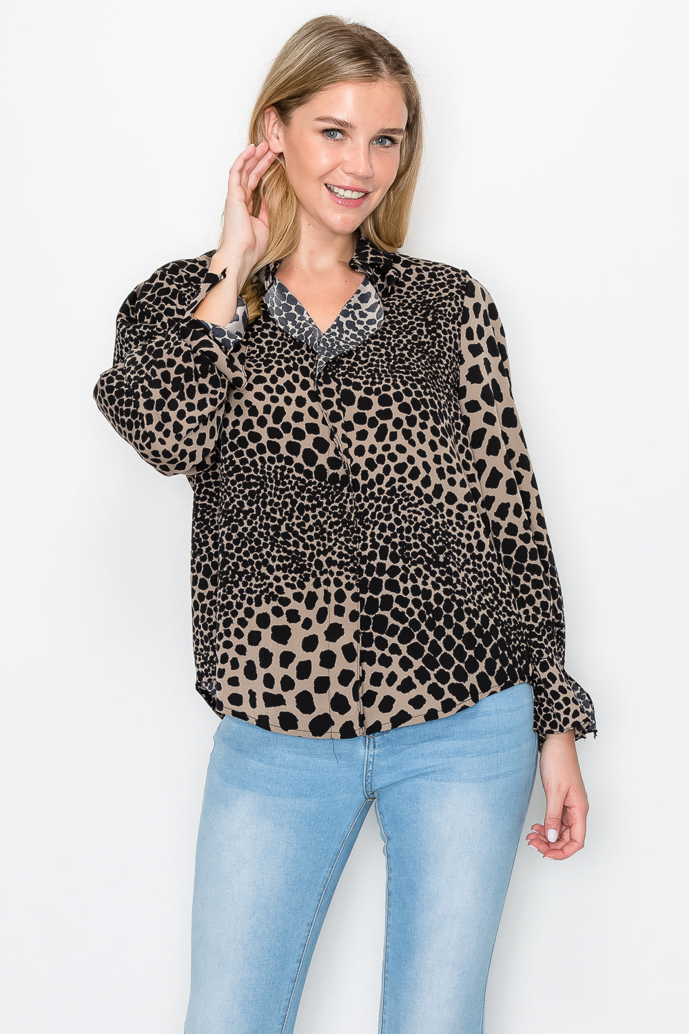 Wynne Woven Animal Print Top