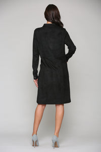 Anne Stretch Suede Shirt Dress