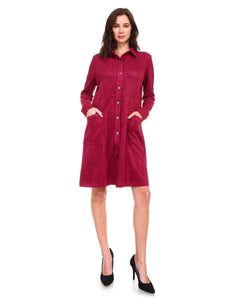 Anne Stretch Suede Shirt Dress