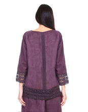Load image into Gallery viewer, Amanda Stretch Suede Top with Crochet Lace