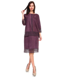Amanda Stretch Suede Top with Crochet Lace