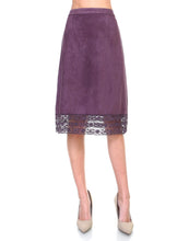 Load image into Gallery viewer, Annette Skirt Stretch Suede with Crochet Lace