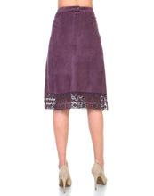 Load image into Gallery viewer, Annette Skirt Stretch Suede with Crochet Lace