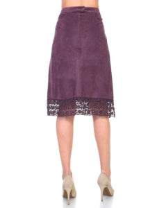 Annette Skirt Stretch Suede with Crochet Lace