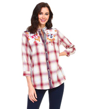 Load image into Gallery viewer, Penelope Cotton Plaid Top with Embroidery