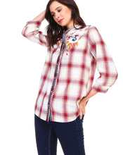 Load image into Gallery viewer, Penelope Cotton Plaid Top with Embroidery