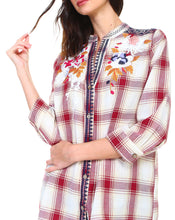 Load image into Gallery viewer, Penelope Cotton Plaid Top with Embroidery