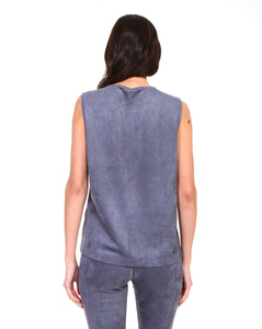 Angelica Suede & Pleather Sleeveless Top