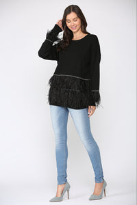 Sally Knitted Sweater with Feathers